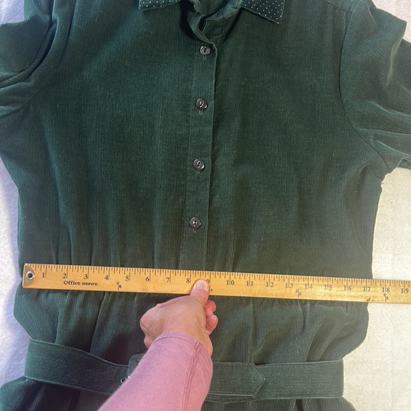 Vintage Orvis 14 P Green Dress Corduroy Long Sleeve ShirtDress Shirt USA Cotton - Picture 12 of 14